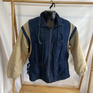 Vtg 90’s RAINBOW WEST Western Denim Corduroy‎ Jean Jacket Coat Size L Large